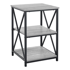 26" Rectangular Grey Black Metal Accent Table