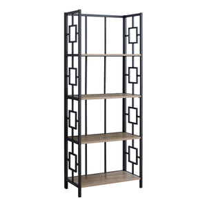 62" 4 Tier Bookcase Dark Taupewithblack Metal Etagere