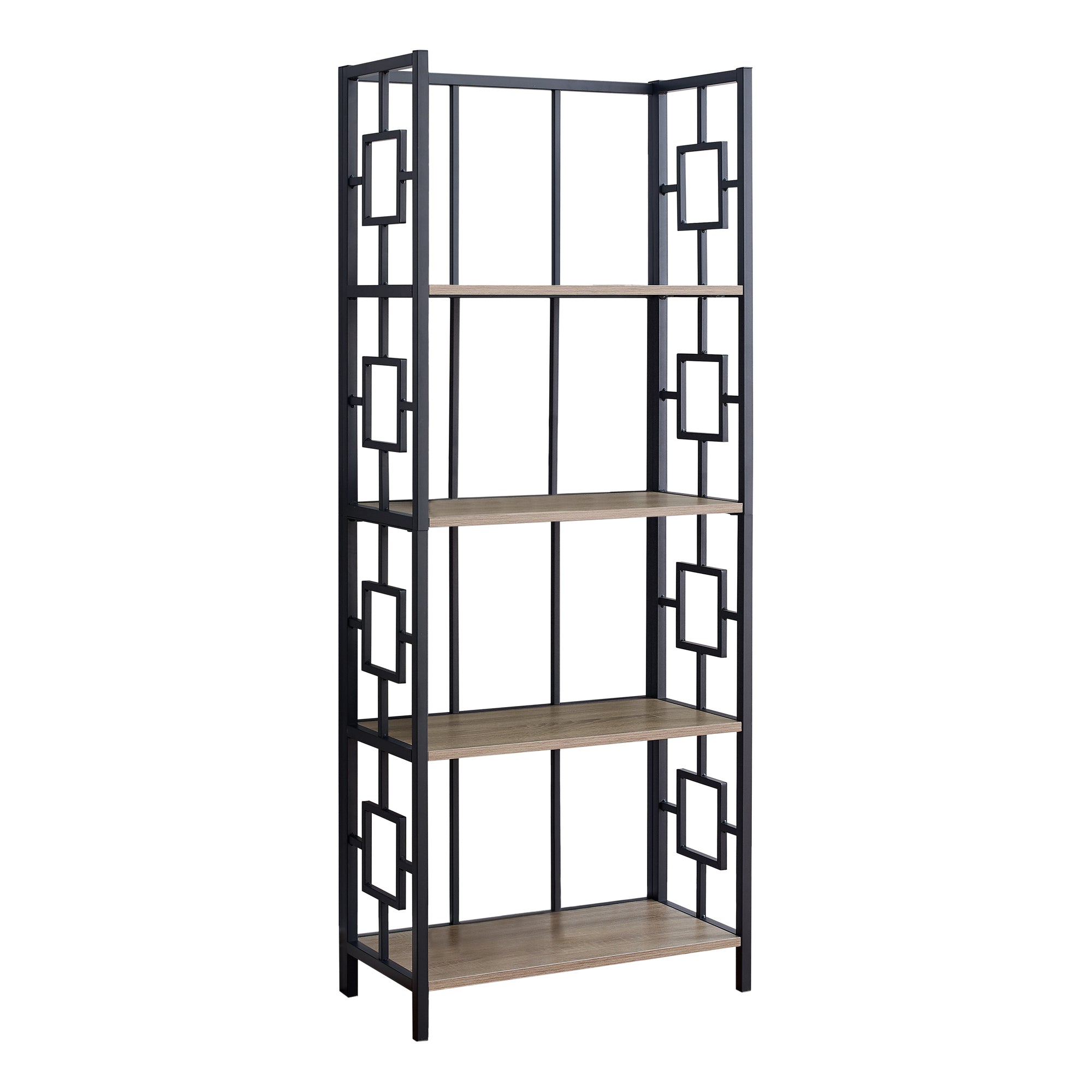 62" 4 Tier Bookcase Dark Taupewithblack Metal Etagere