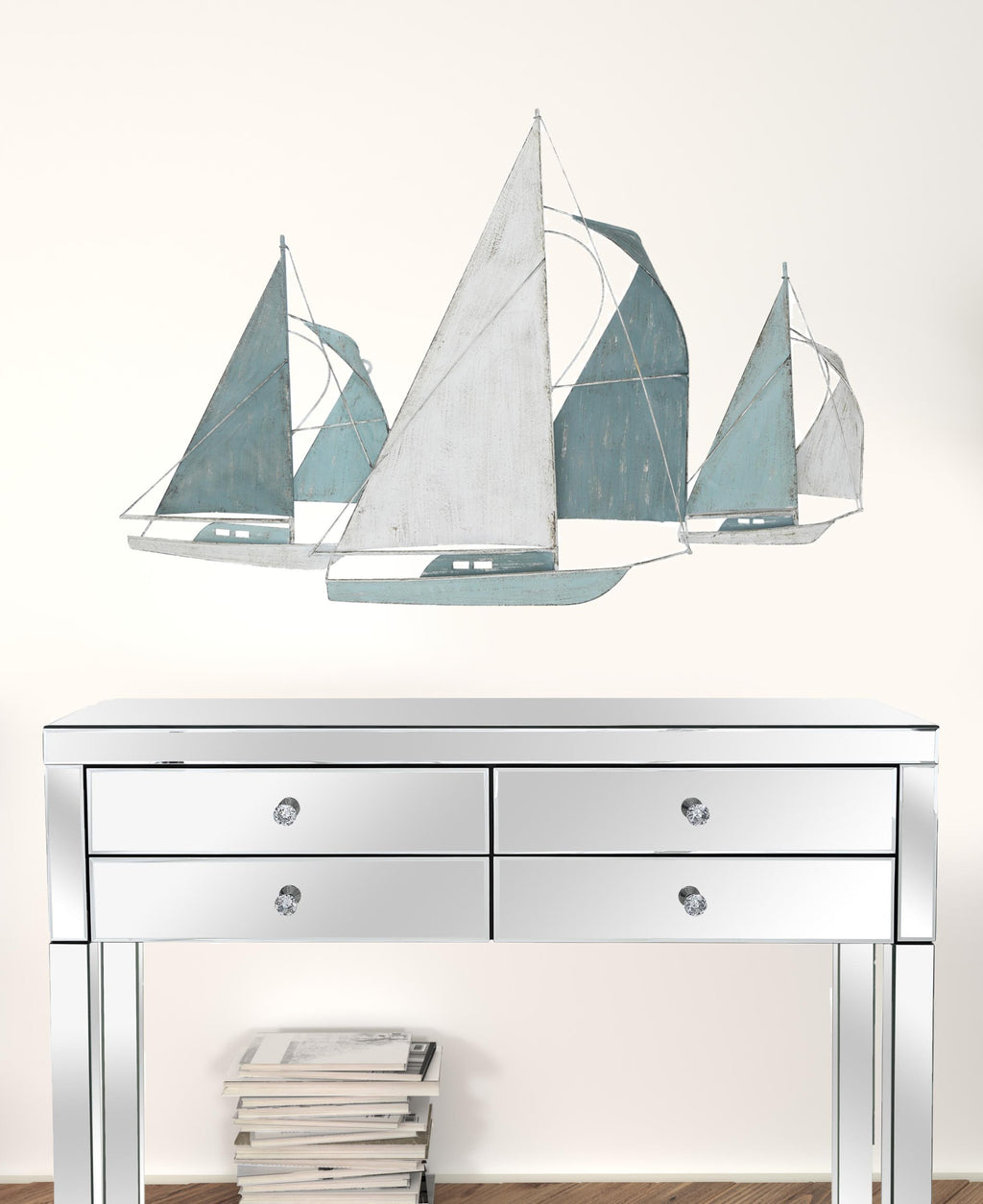 Sailboat Metal Centerpiece in Distressed Finish - 99fab 