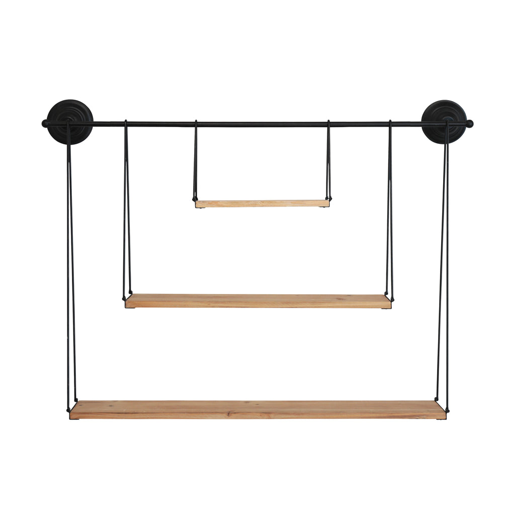 3 Tier Nested Black Metal And Wood Shelf - 99fab 