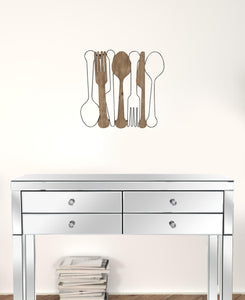 Kitchen Utensils Wall Decor With Metal Outlines