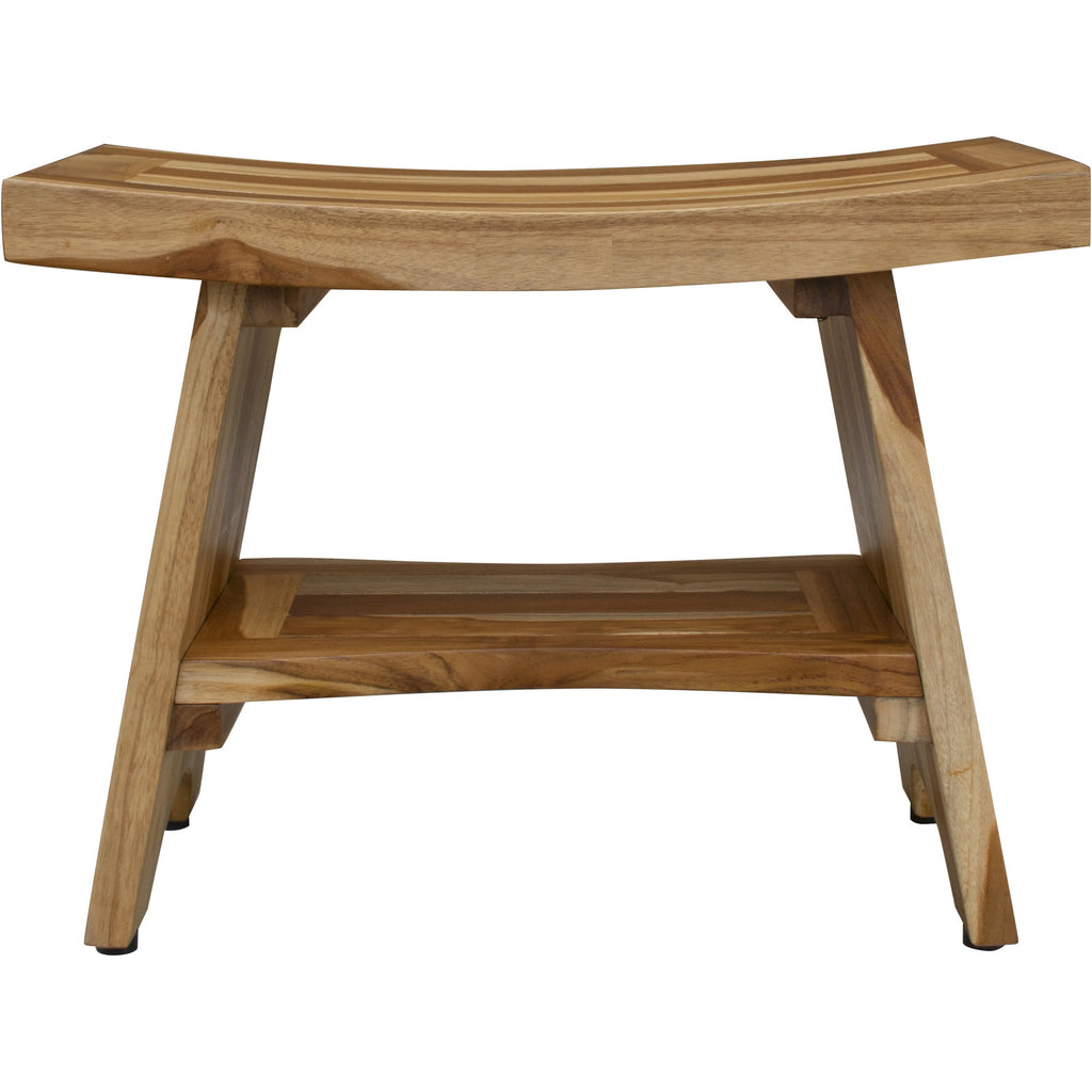 Contemporary Teak Shower Bench With Shelf In Natural Finish - 99fab 