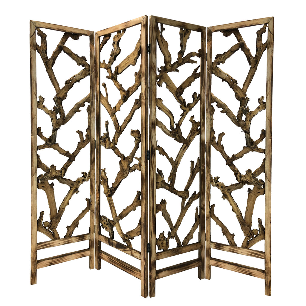 4 Panel Room Divider With Tropical Leaf - 99fab 