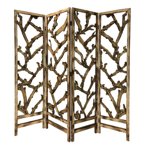 4 Panel Room Divider With Tropical Leaf