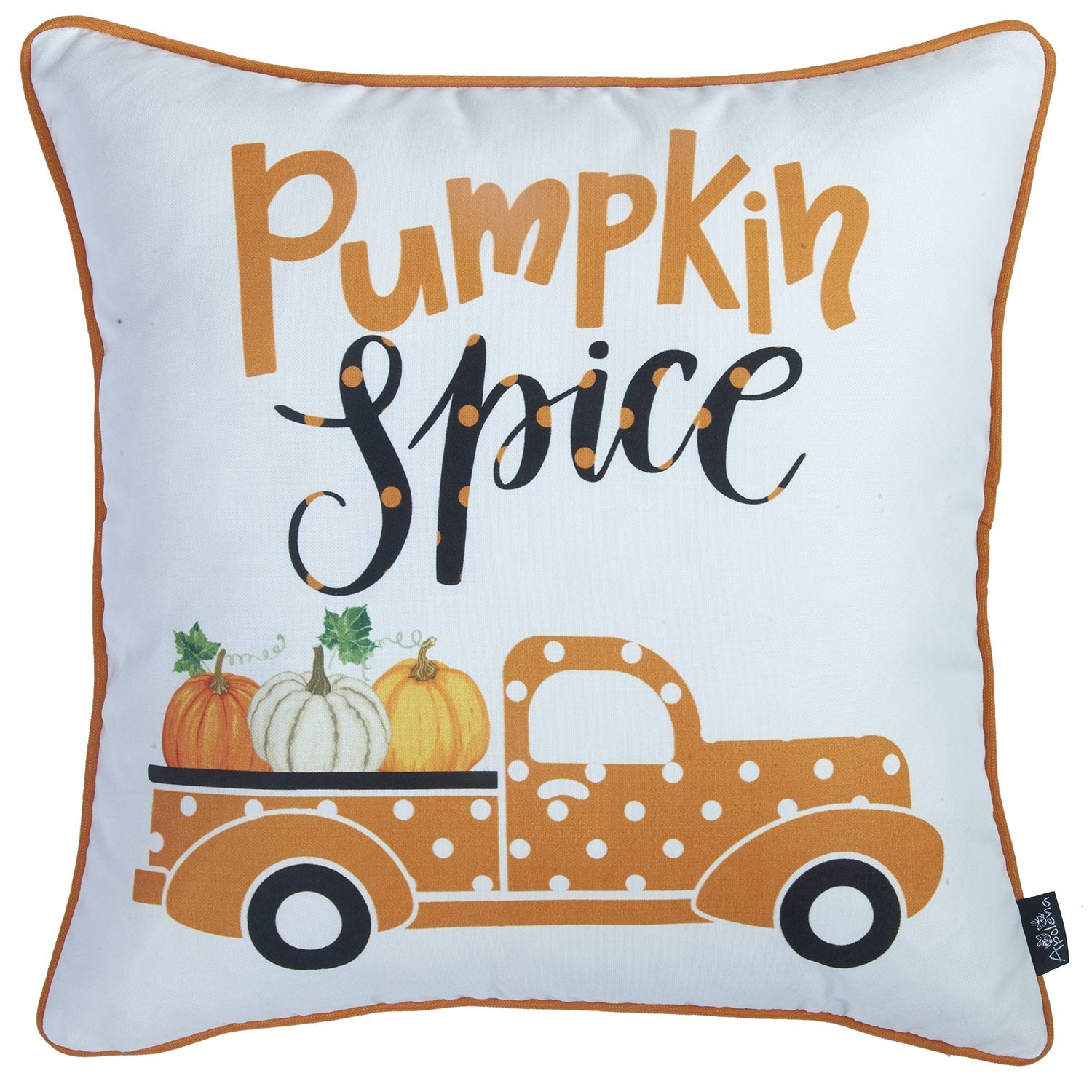 Set Of Four 18" Orange Pumpkin Pick Up Truck Pillow Covers