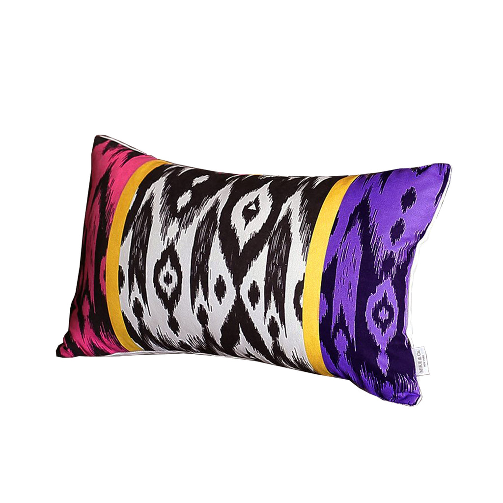 Set Of 4 Purple And Pink Ikat Design Lumbar Pillow Covers - 99fab 