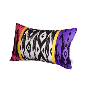 Set Of 4 Purple And Pink Ikat Design Lumbar Pillow Covers