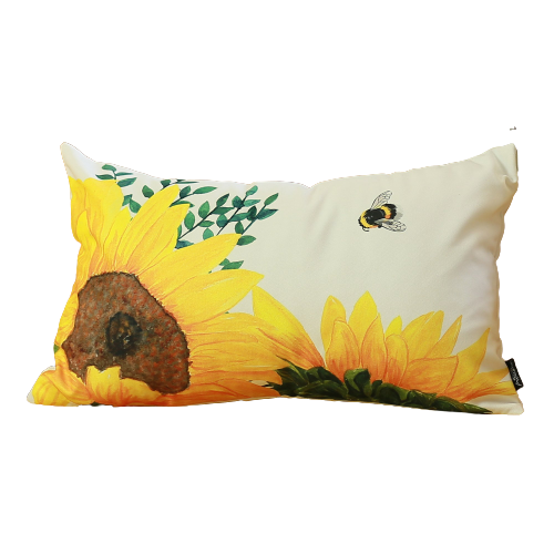 Set Of 4 20" Sunflower Bee Lumbar Pillow Cover In Multicolor