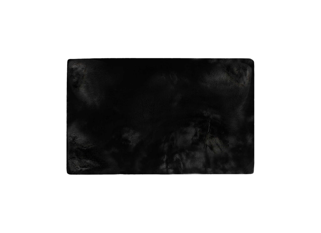 Luxe Faux Rabbit Fur Rectangular Rug 3' X 5'   - Black - 99fab 