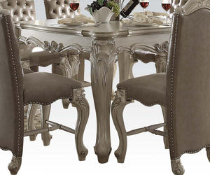 Bone White  Wooden Top With Decorative Base With Oversized Scrolled Feet Counter Height Table