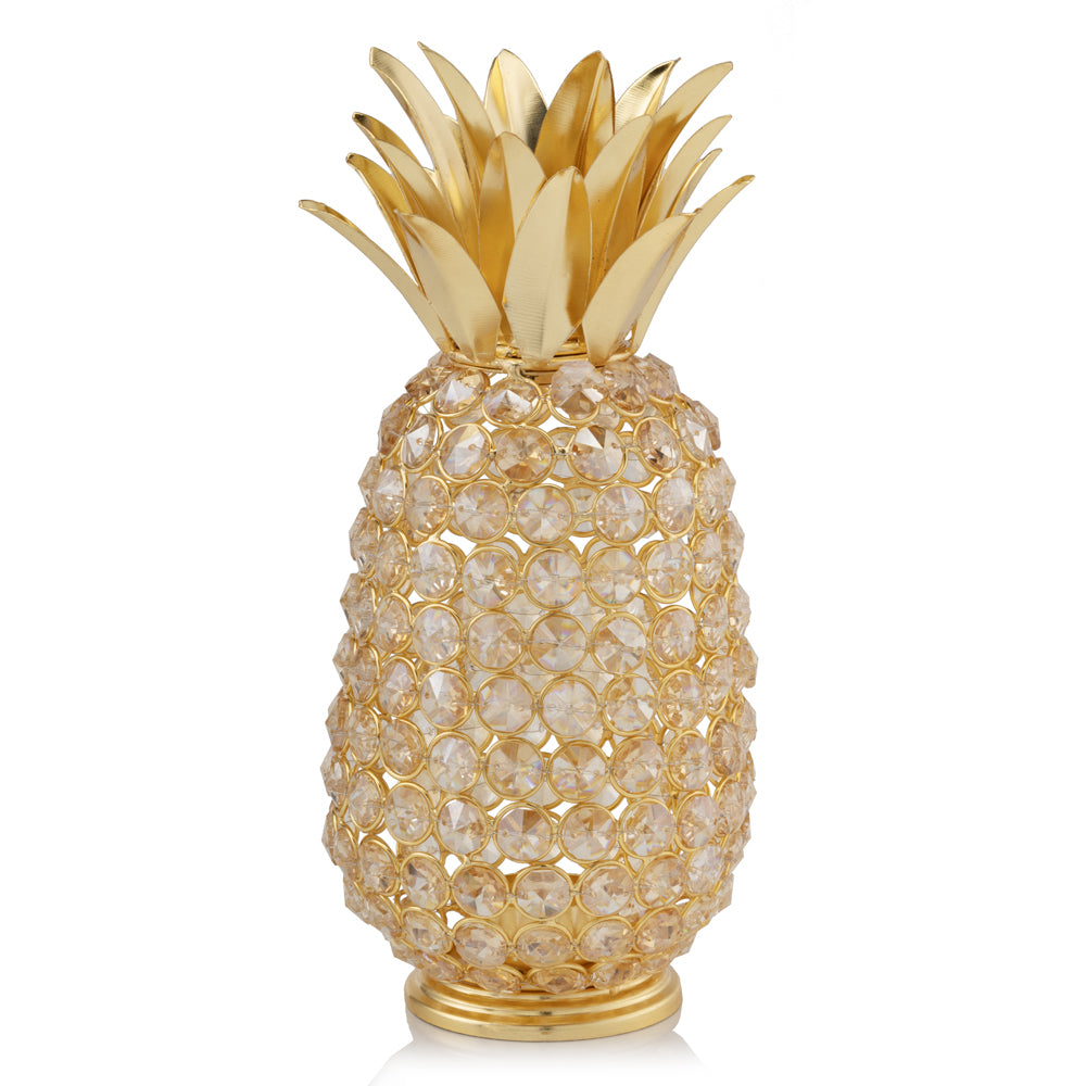 11" Faux Crystal And Gold Pineapple Sculpture