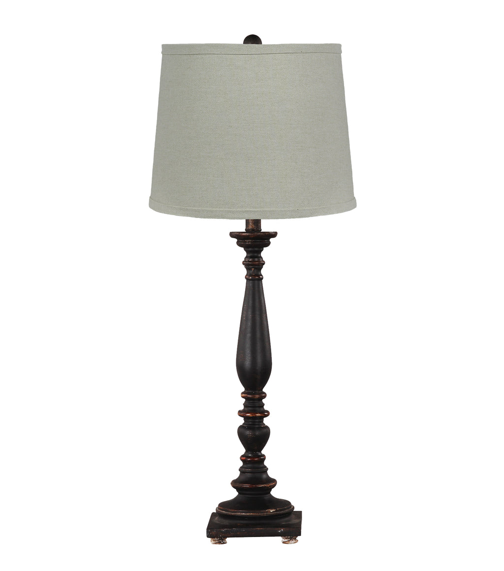 Distressed Black Traditional Table Lamp With Natural Shade - 99fab 