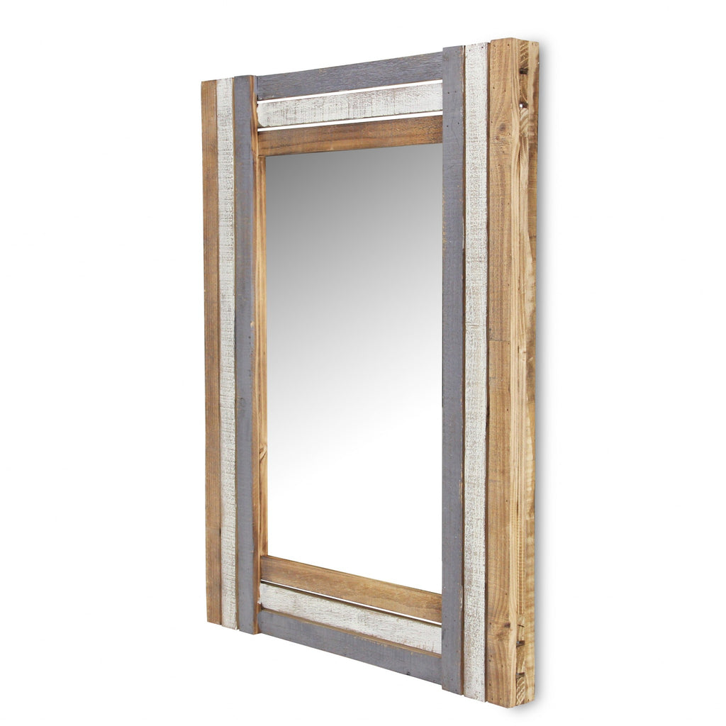 Rectangular Multicolored Wood Framed Mirror - 99fab 