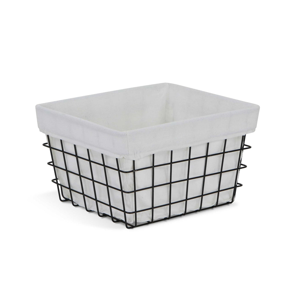 Rectangular White Lined And Metal Wire Storage - 99fab 