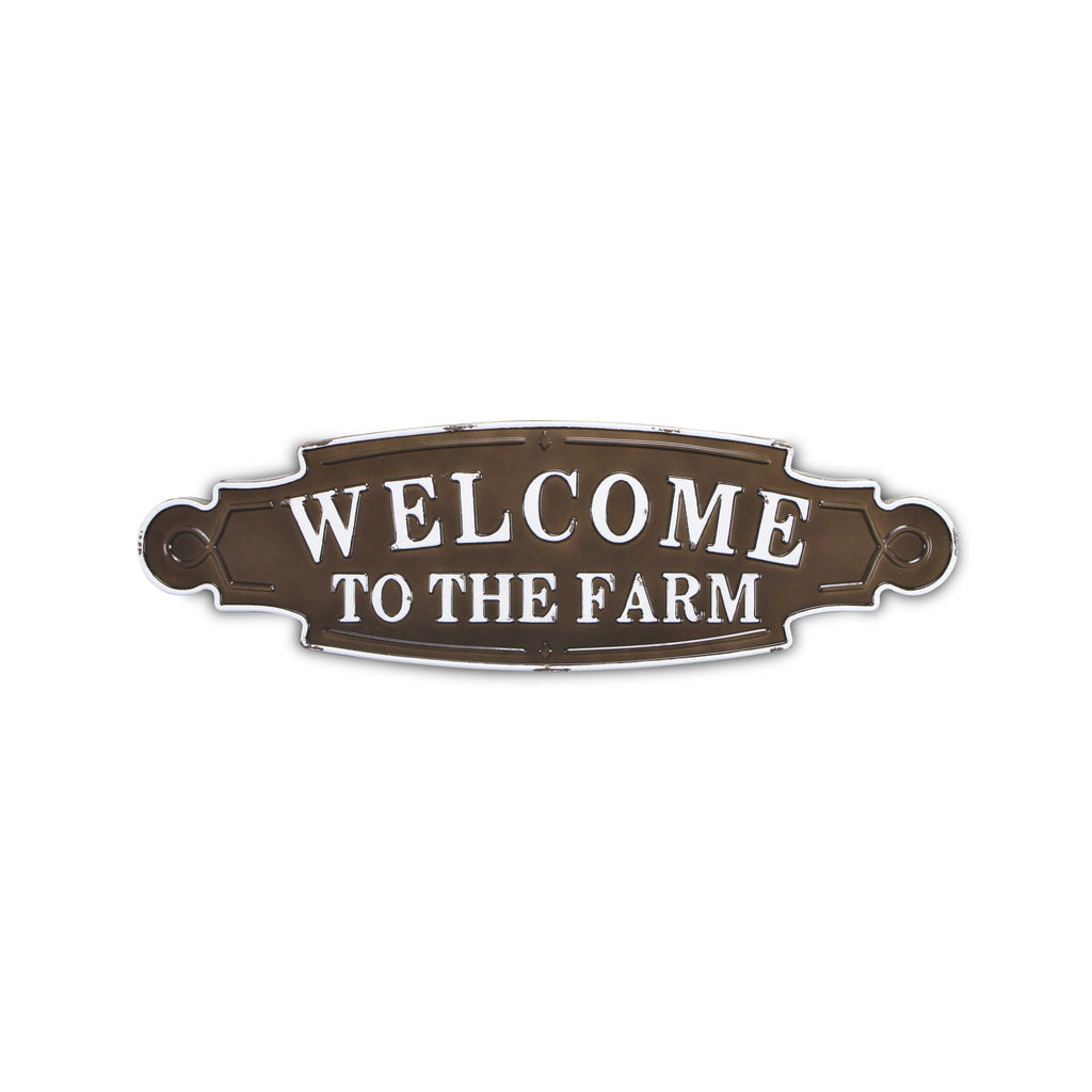 Welcome To The Farm Lacquered Black And White Metal Wall Art - 99fab 