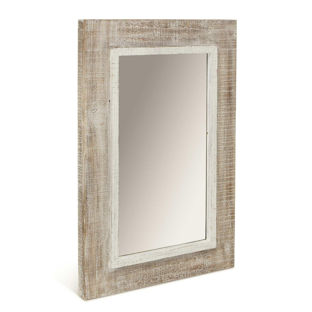 Rectangular Rustic White Wash Finish Wall Mirror - 99fab 