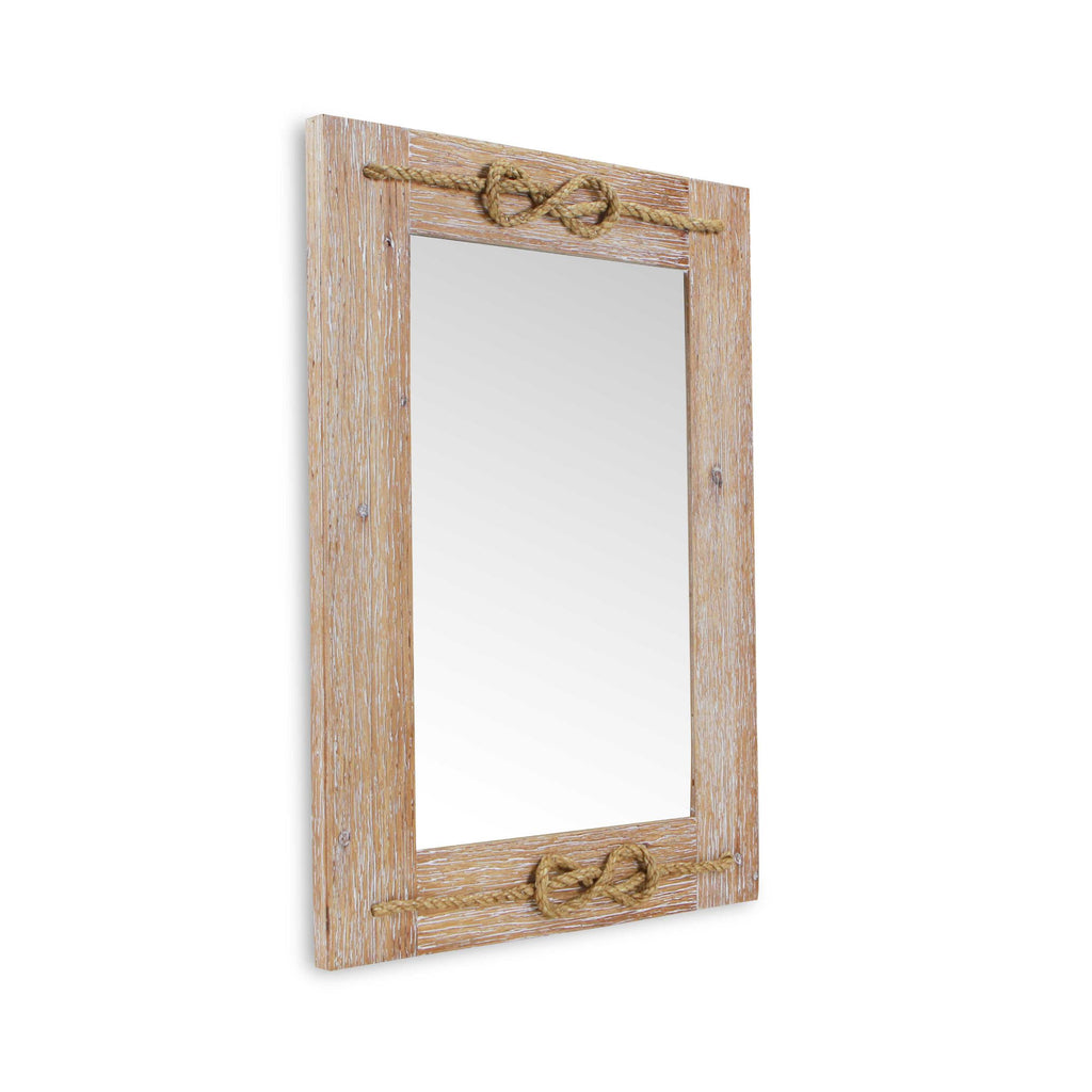 Brown Wood Finished Frame With Nautical Rope Accent Wall Mirror - 99fab 