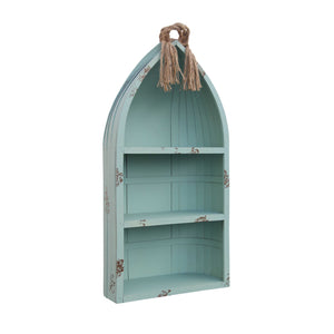 Distressed Blue Canoe Hanging Shelf