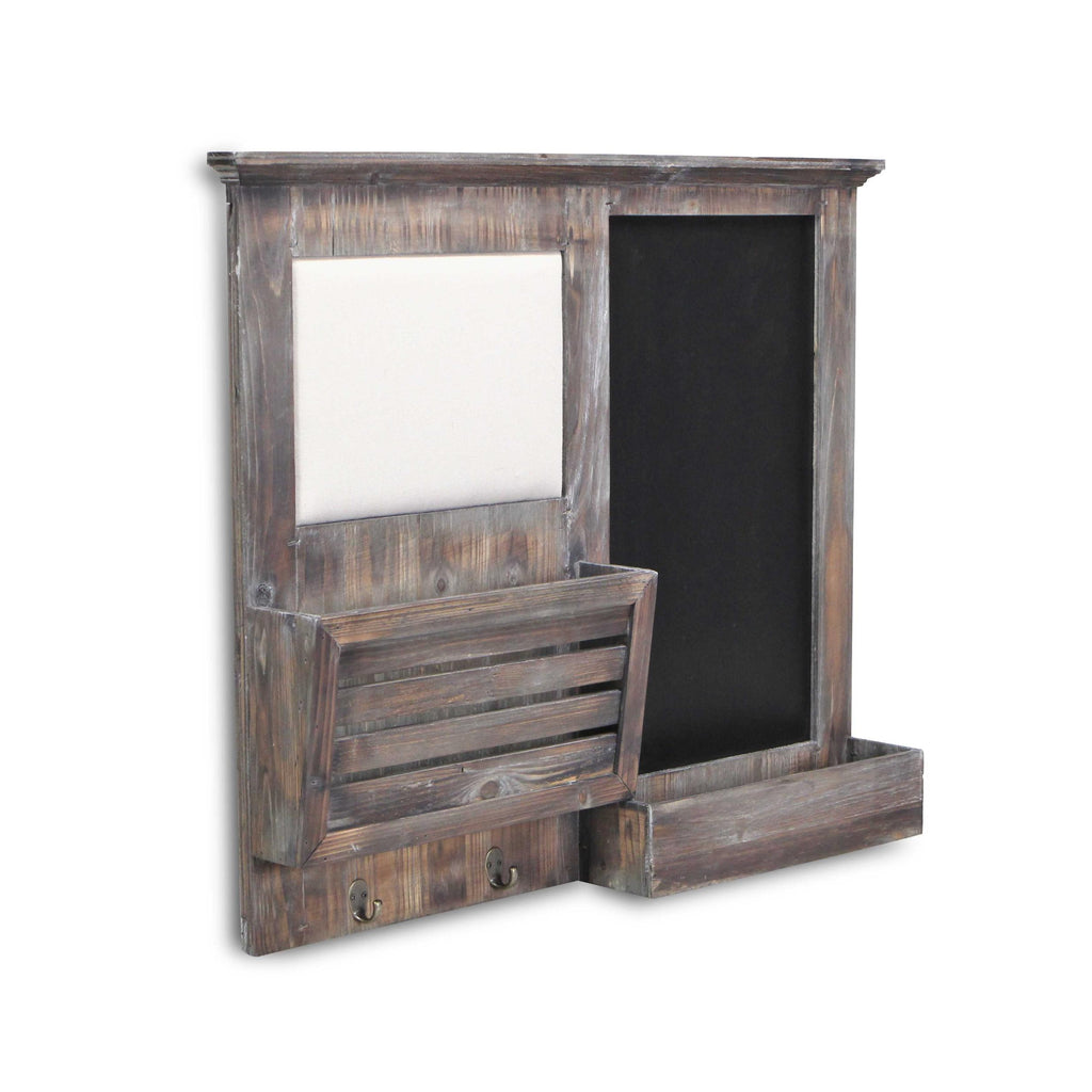 Gray Wooden Wall Chalkboard With Side Storage Basket - 99fab 