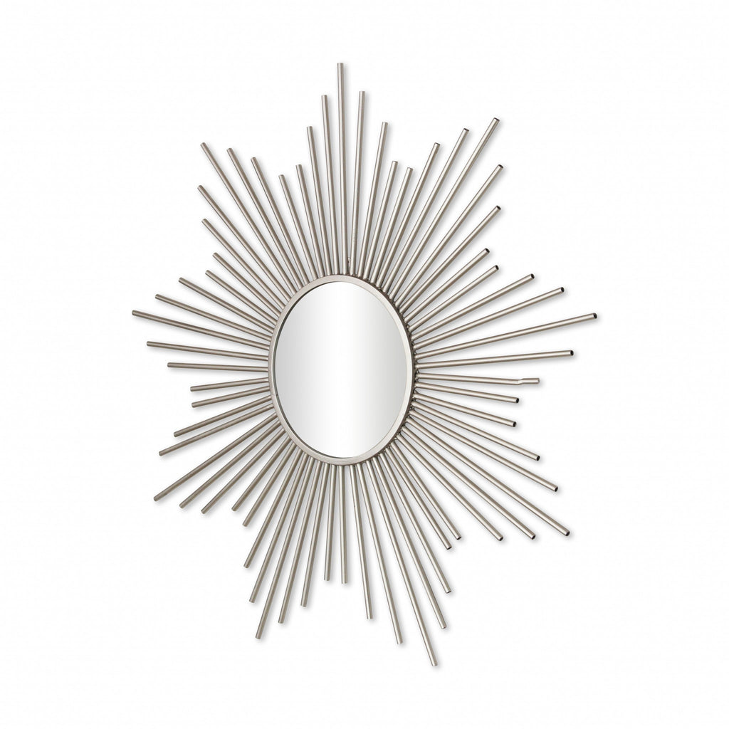 Striking Silver Metal Sunburst Design Wall Mirror - 99fab 