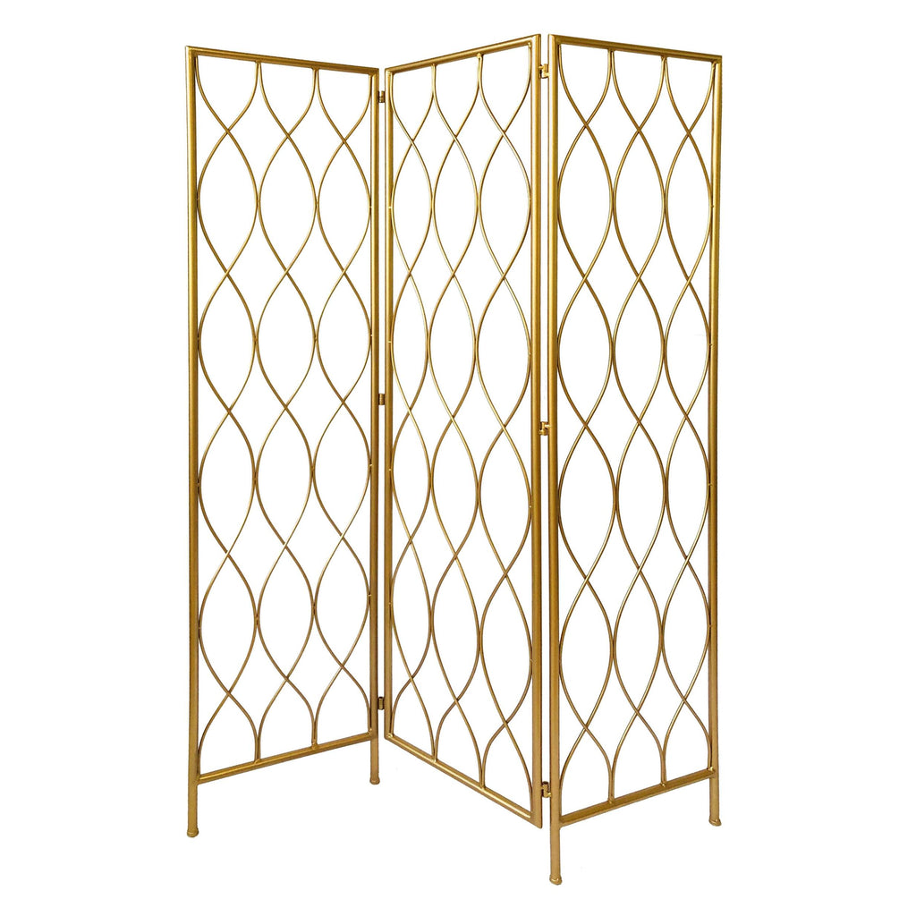 Golden Scroll Three Panel Room Divider Screen - 99fab 