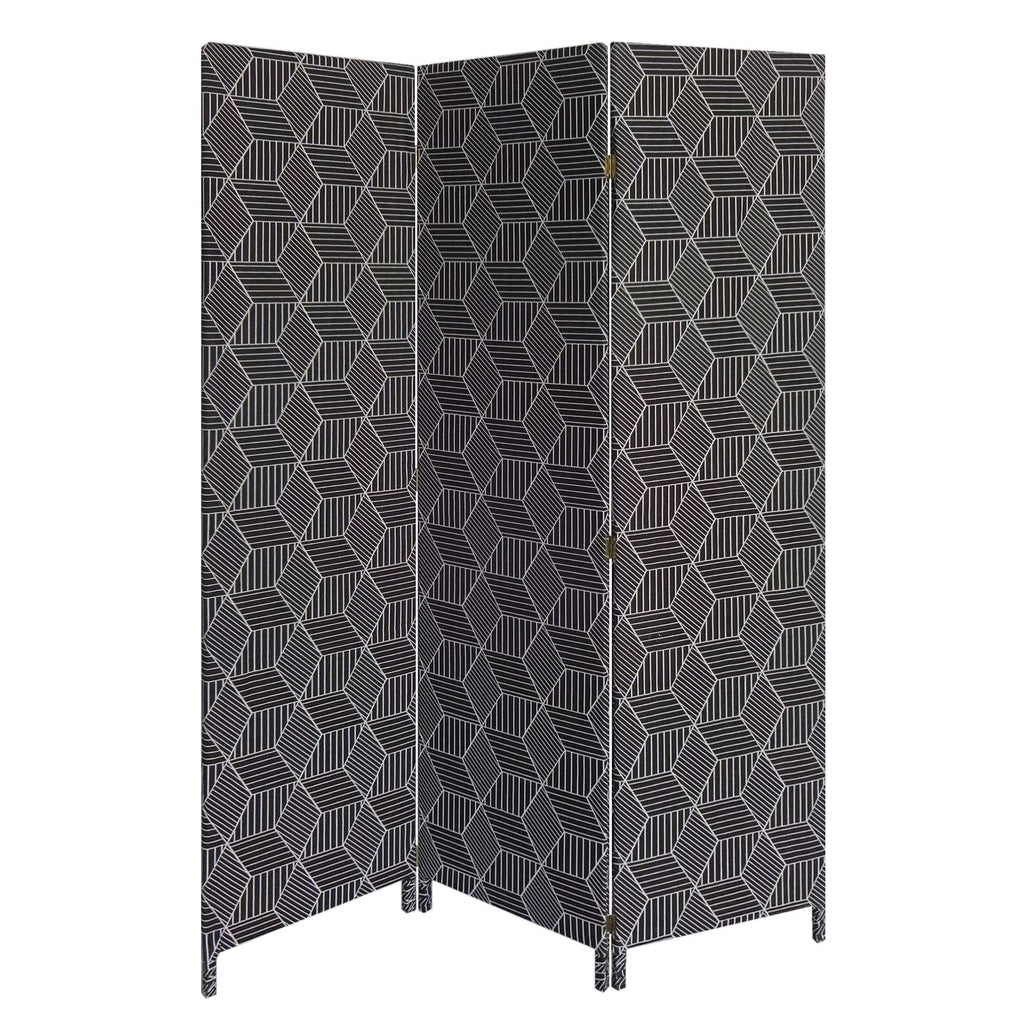 3 Panel Black Soft Fabric Finish Room Divider - 99fab 