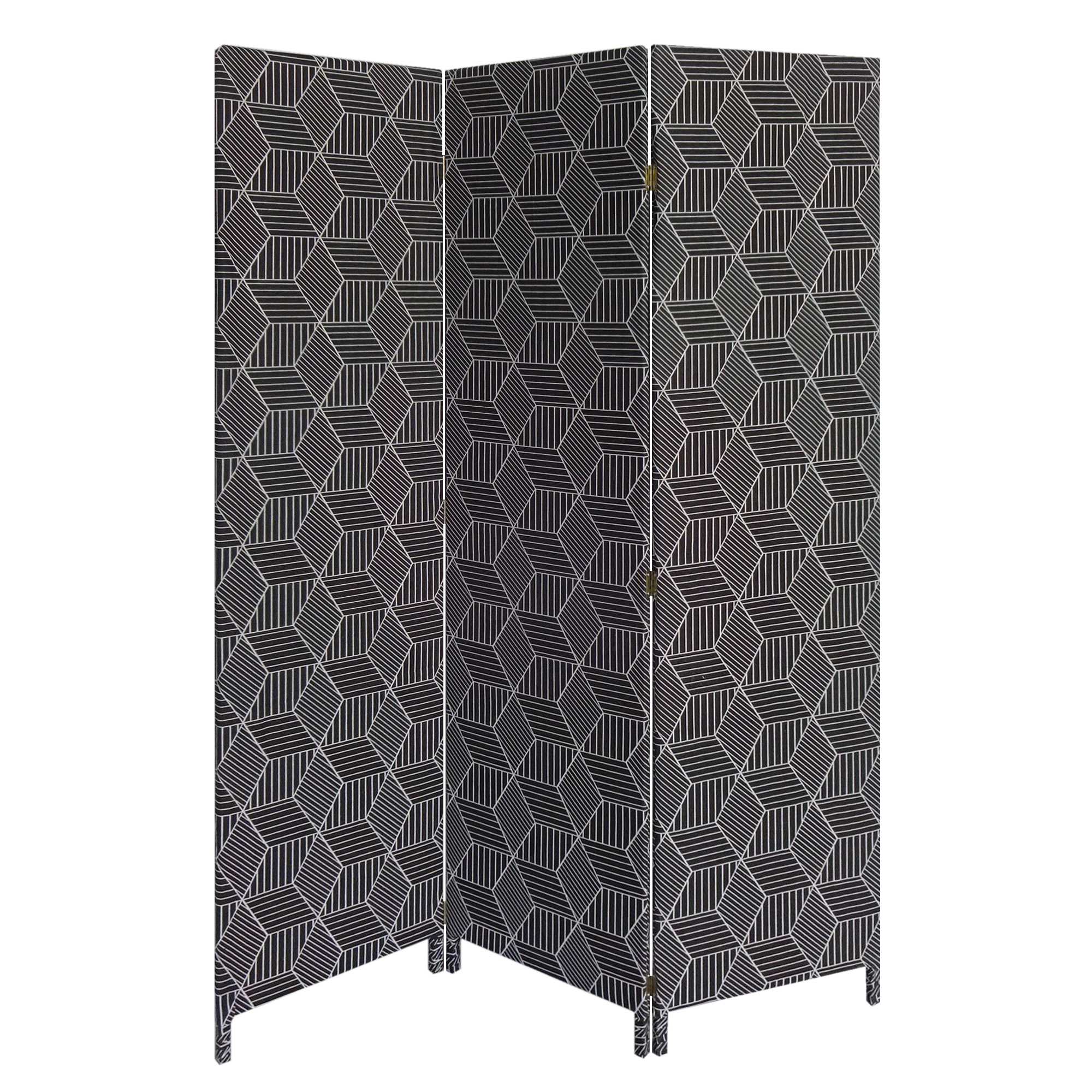 3 Panel Black Soft Fabric Finish Room Divider