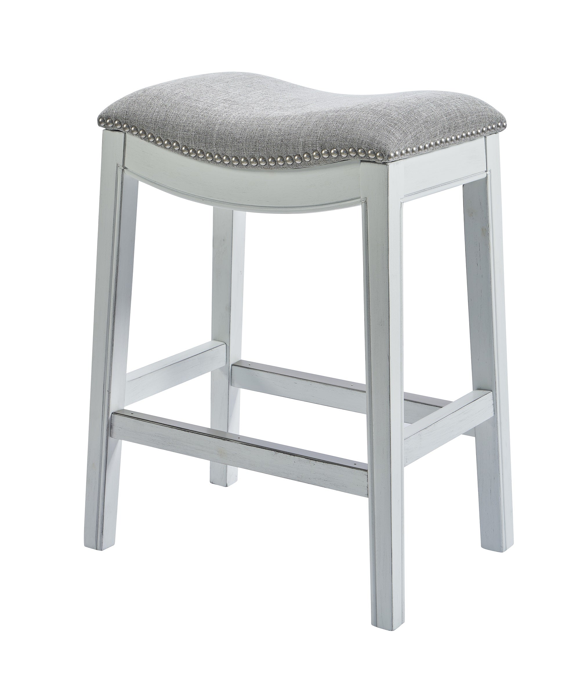 31" White Finished Solid Wood Bar Stool