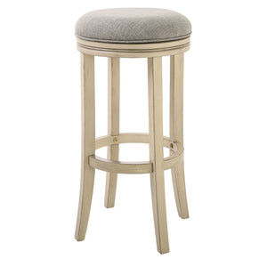 30" Ivory Finished Solid Wood Frame In Paradigm Quartz Fabric Bar Stool