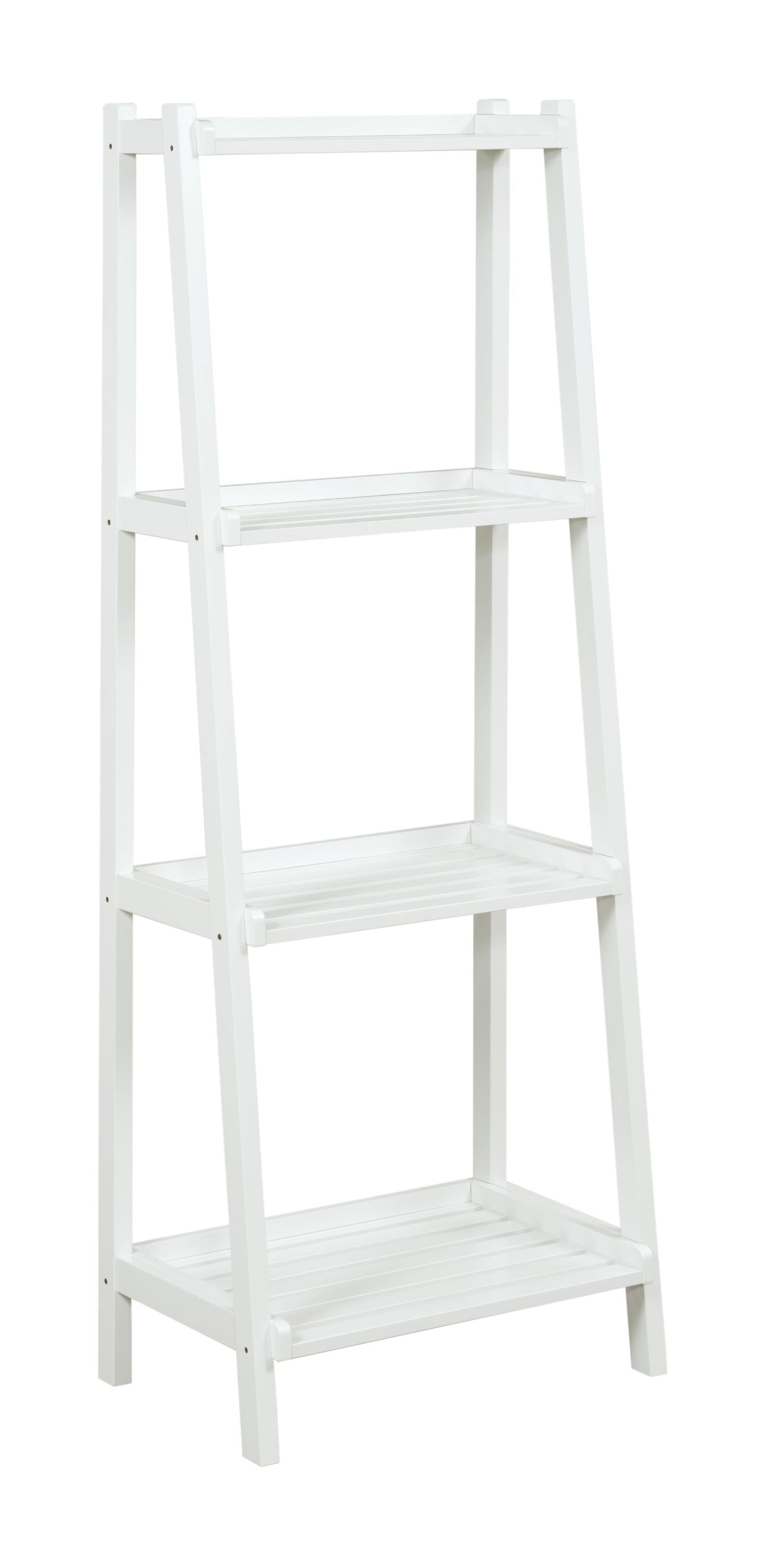 60" Ladder Bookcase With 4 Shelves In White