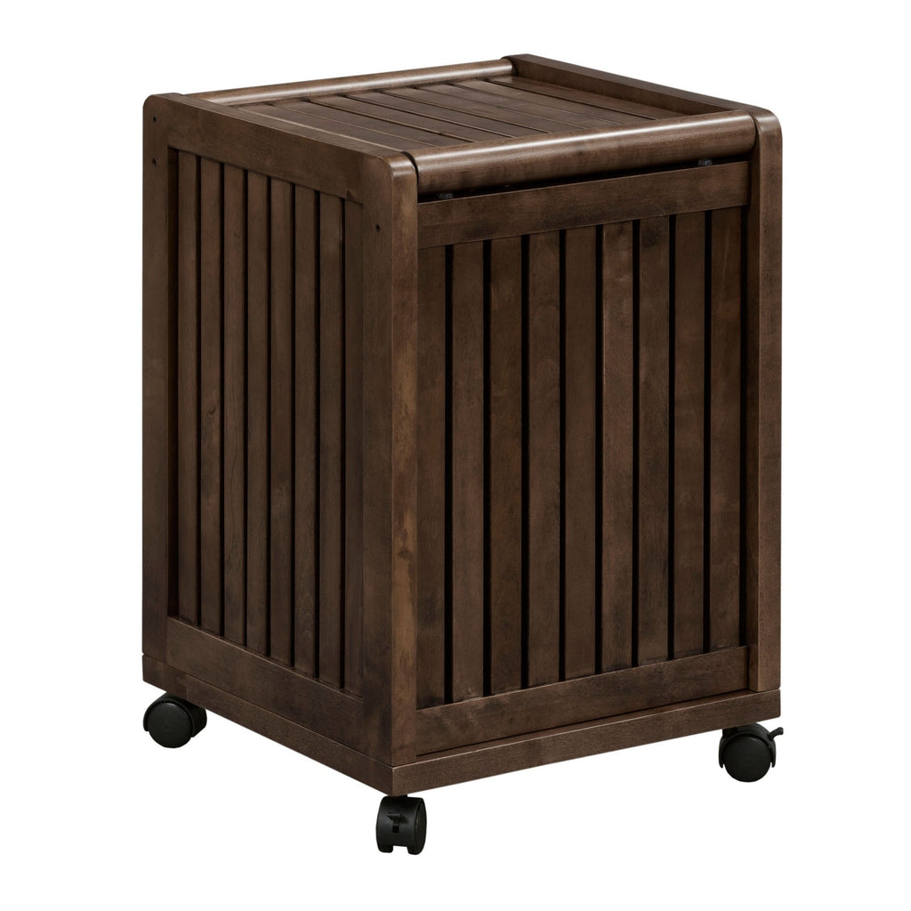 Espresso Solid Wood Rolling Laundry Hamper With Lid - 99fab 