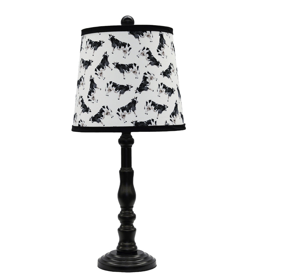 Black Traditional Table Lamp With Cow Printed Shade - 99fab 