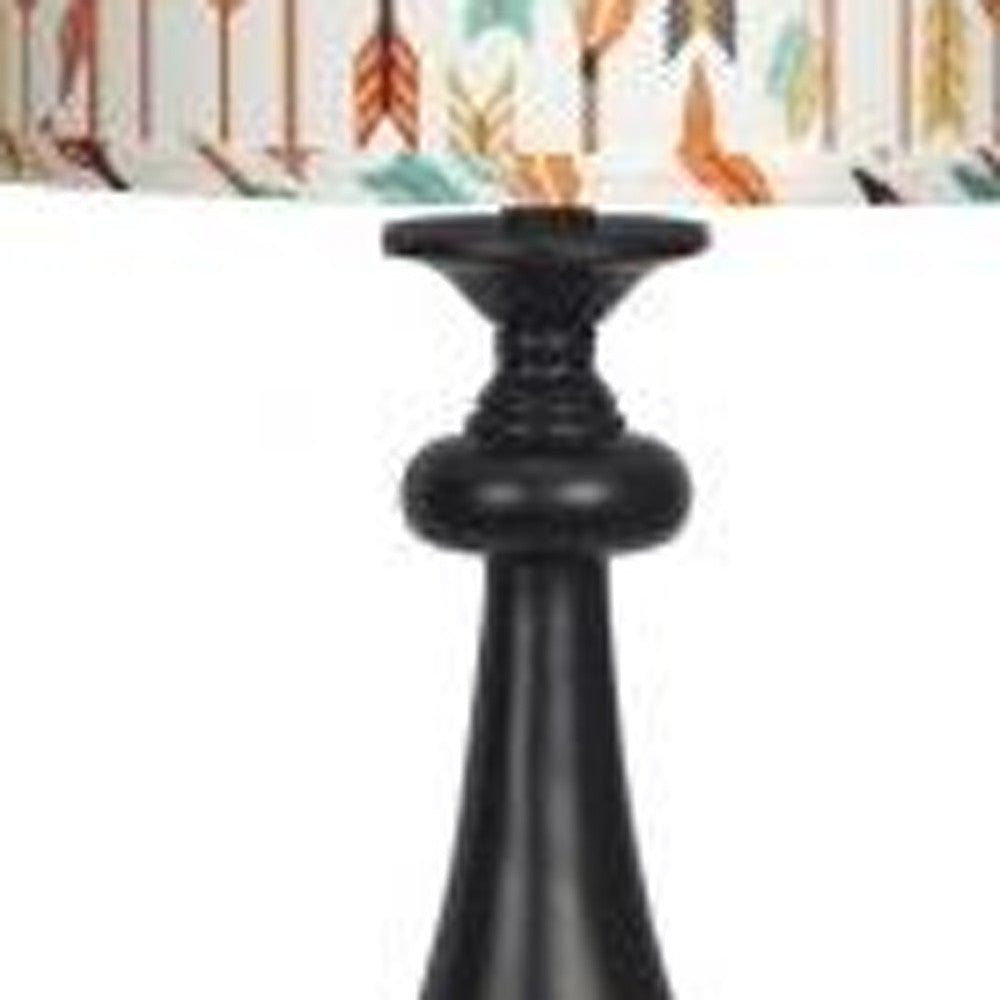 Black Candlestick Multi Color Tribal Arrows Shade Table Lamp