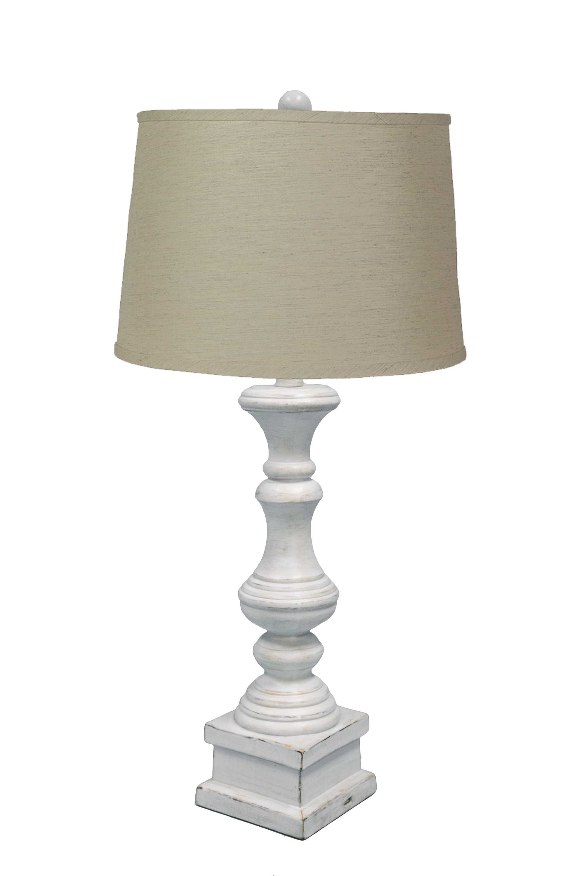 Distressed Whitewash Beige Shade Table Lamp