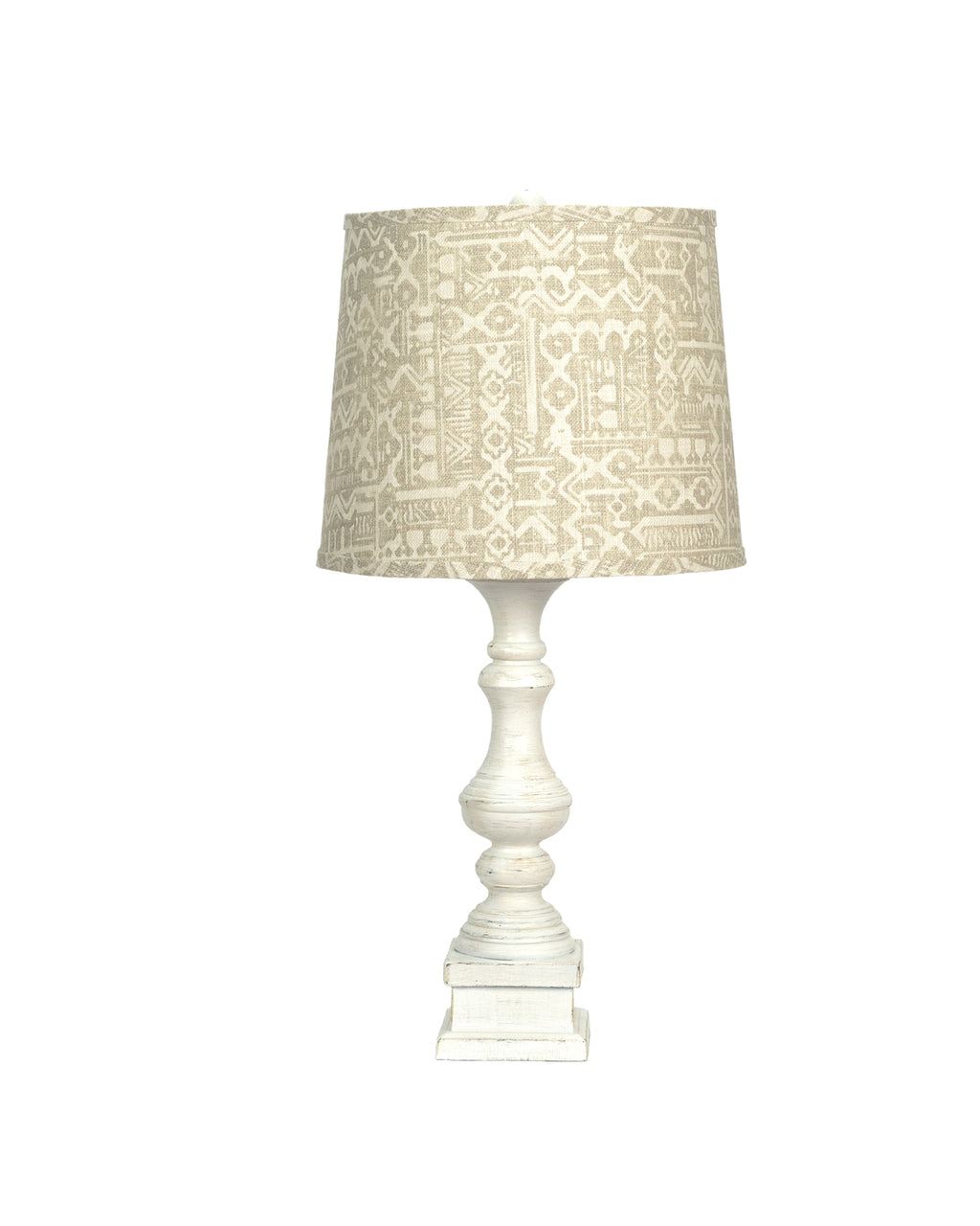 Distressed Whitewash Beige Batik Shade Table Lamp - 99fab 