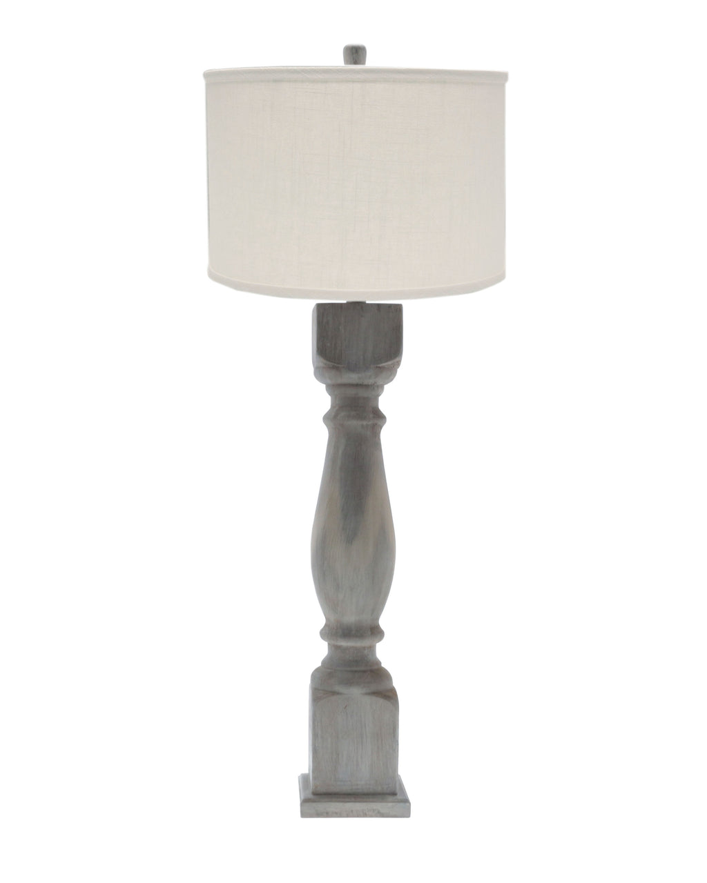 Brown Washed Wood Finish Table Lamp With Ivory Linen Shade - 99fab 