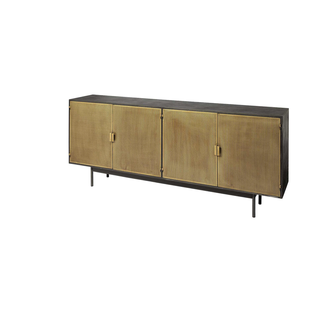 Dark Brown Mango Wood Finish Sideboard With 4 Cabinet Doors - 99fab 