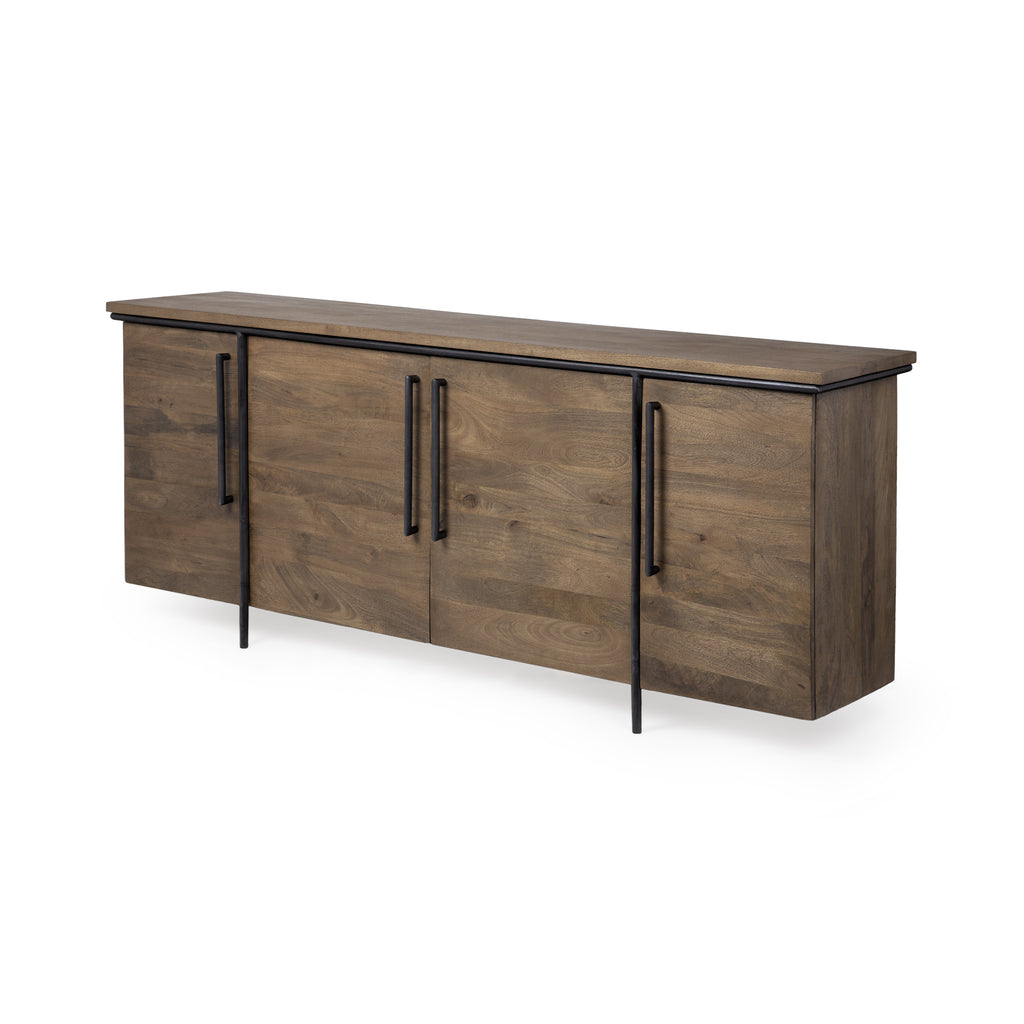 Brown Solid Mango Wood Finish Sideboard With 4 Door Cabinets - 99fab 