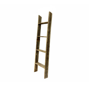 4 Step Rustic Black Wood Ladder Shelf