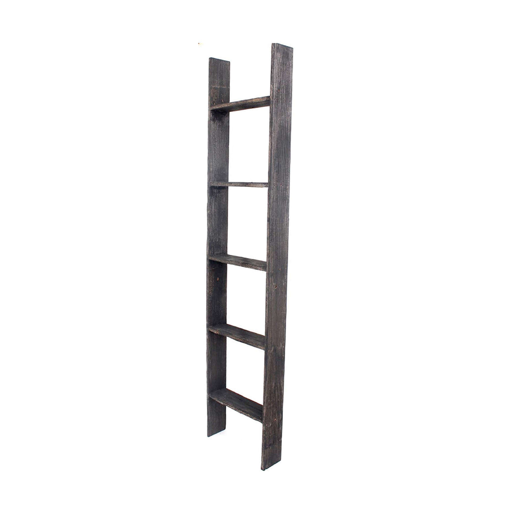 4 Step Rustic Black Wood Ladder Shelf - 99fab 