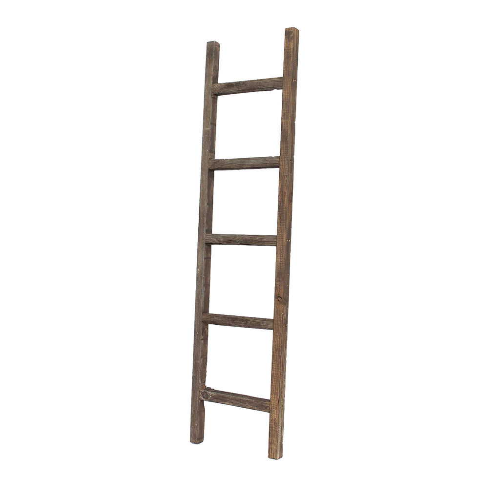 5 Step Rustic Espresso Gray Wood Ladder Shelf - 99fab 