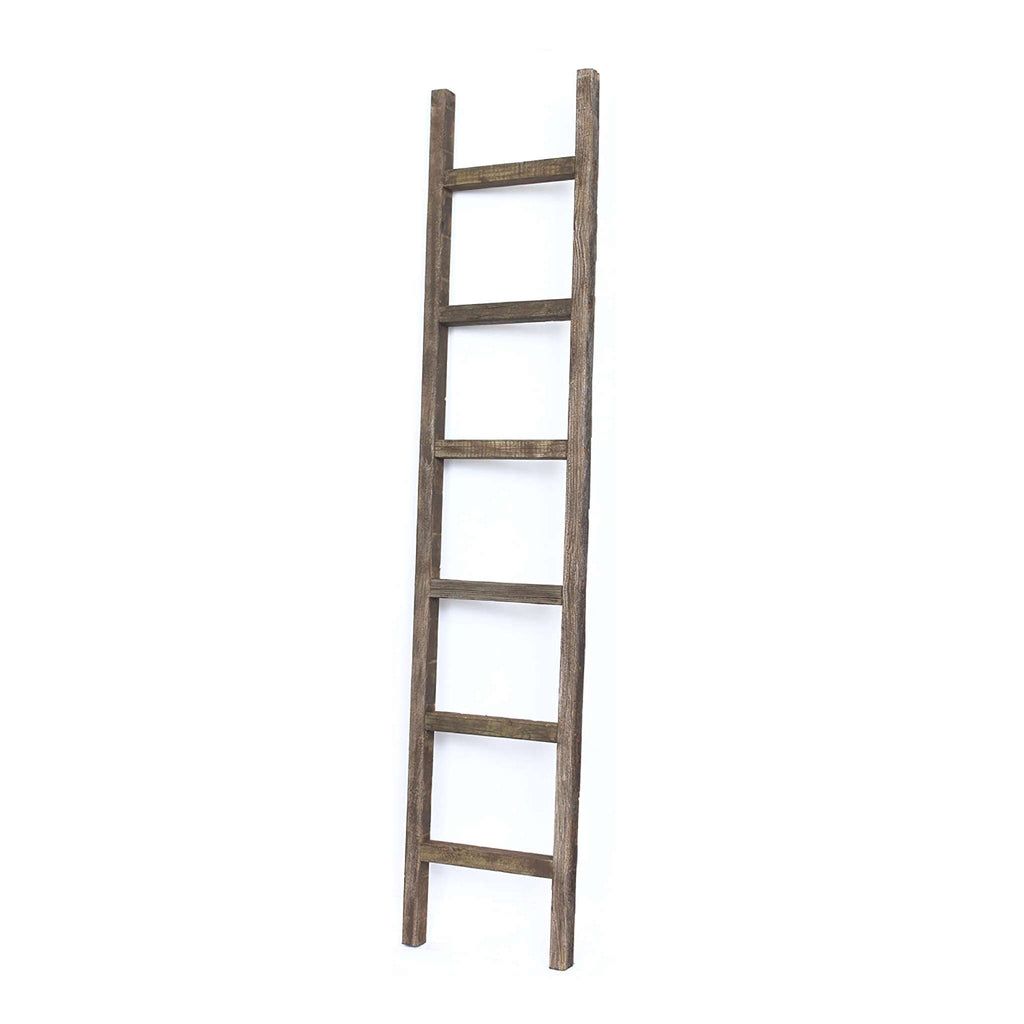 6 Step Rustic Espresso Wood Ladder Shelf - 99fab 