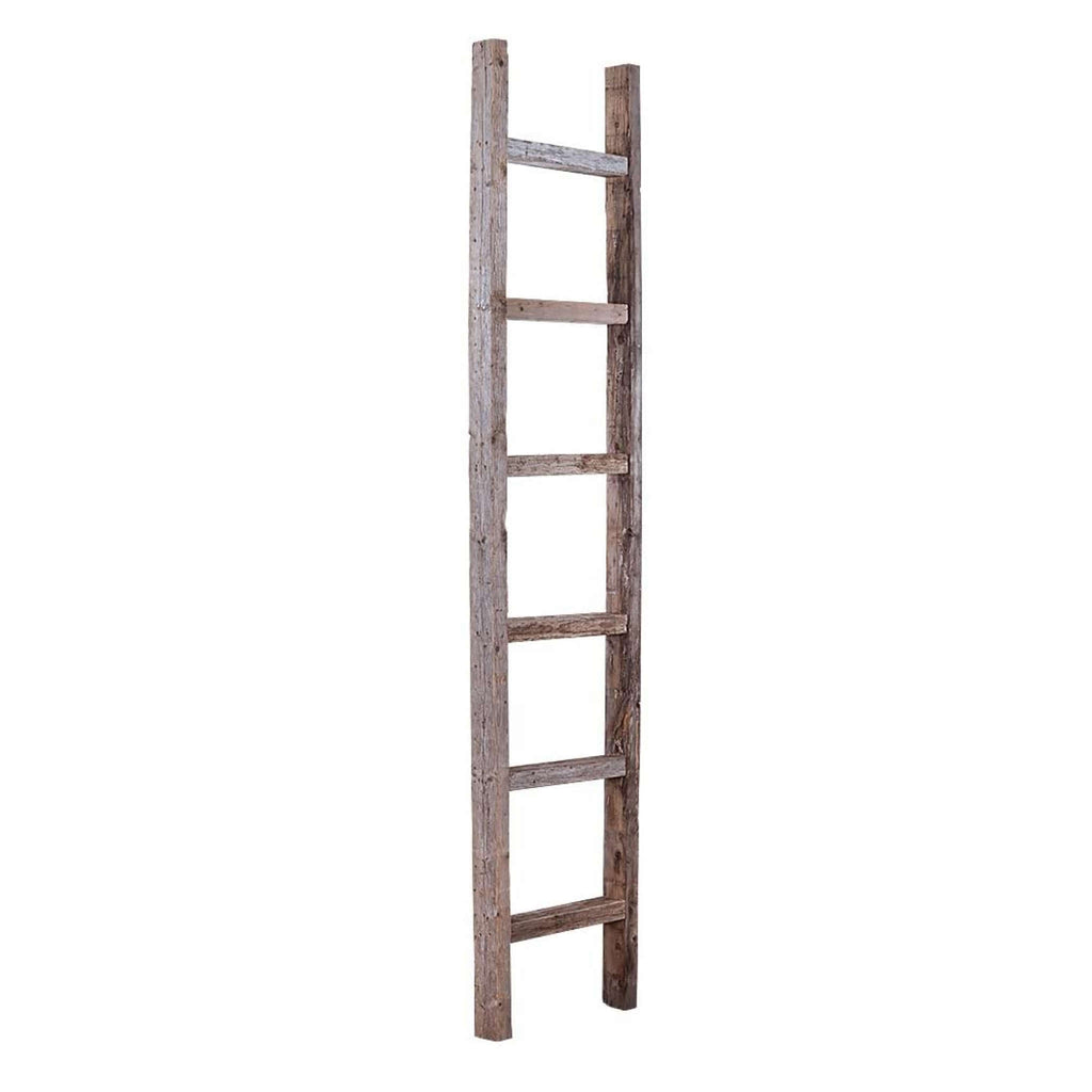 7 Step Rustic Weathered Gray Wood Ladder Shelf - 99fab 