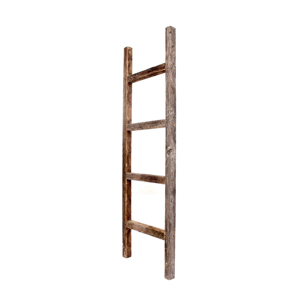 4 Step Rustic Weathered Grey Wood Ladder Shelf - 99fab 