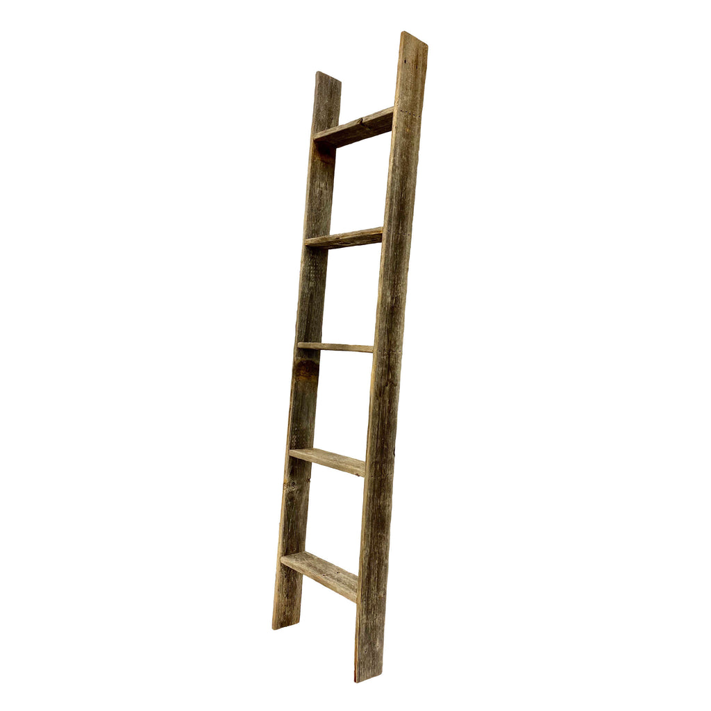 4 Step Rustic Weathered Grey Wood Ladder Shelf - 99fab 