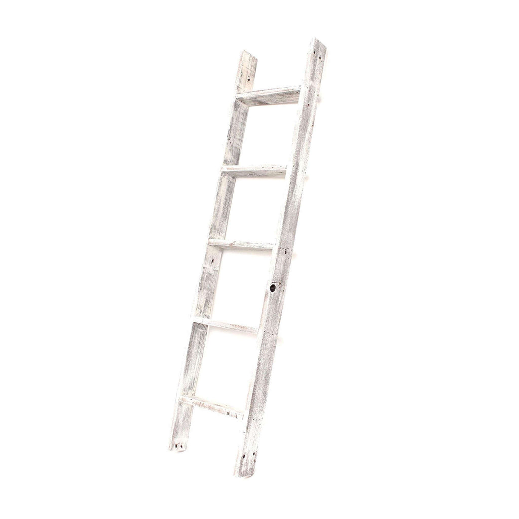 4 Step Rustic White Wood Ladder Shelf - 99fab 