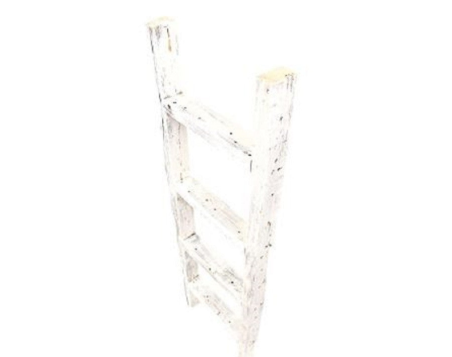 4 Step Rustic White Wood Ladder Shelf - 99fab 