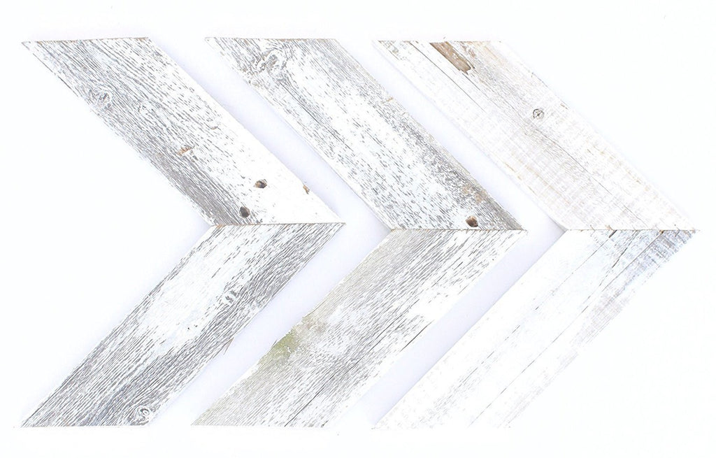 Set Of 3 White Wash Reclaimed Wood Chevron Arrow - 99fab 