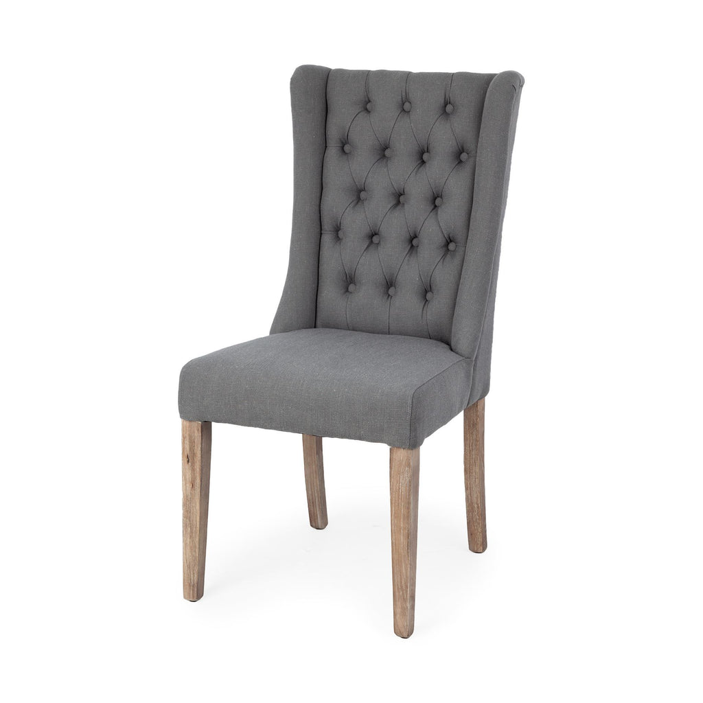 Gray Plush Linen Covering With Ash Solid Wood Base Dining Chair - 99fab 